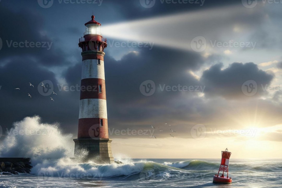 Lighthouse Guiding Storm Ships