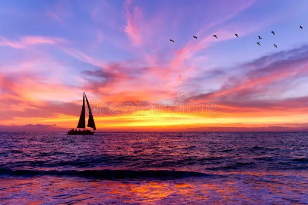 Sailboat Silhouette Crimson Dusk
